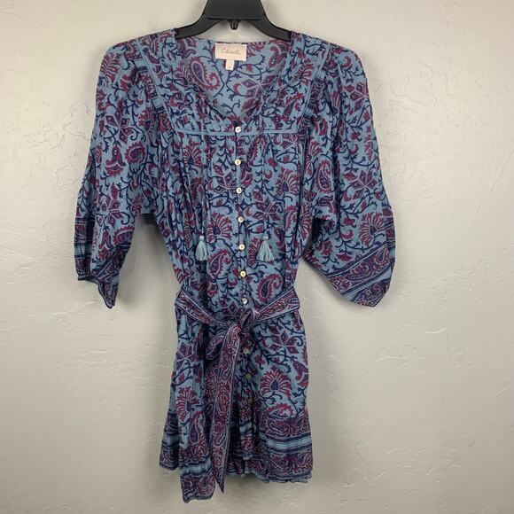 Cleobella Blue Paisley Mini Dress - Picture 2 of 11
